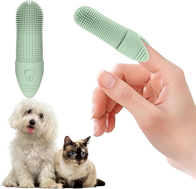 Jack & Milo Soft Silicone Finger Toothbrush for Dogs – Gentle & Effective Oral Care for Small Dogs, Puppies & Cats – Long-Lasting & Easy to Use – Green – Ideal for Baby Pets