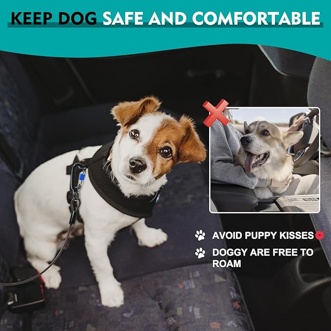 Libbipaw Chew Proof Dog Seat Belt for Car, 32 inch Black Dog Car Harness with Latch Bar Attachment and Aviation Aluminum Carabiner Up to 1000 lbs, Secure Dog Seatbelt Leash 2 Pack