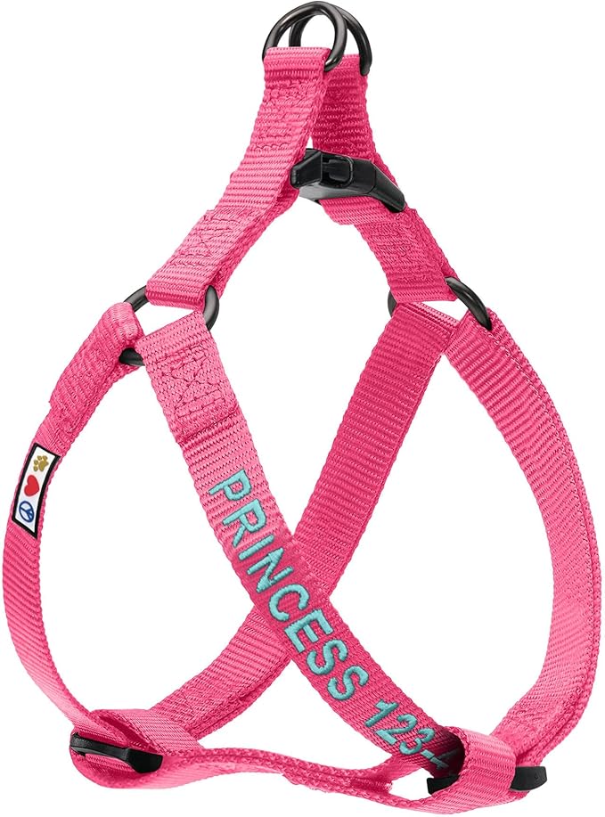 Pawtitas Personalized Dog & Puppy Harness Large Pink Custom ID Tag Adjustable No Pull Vest