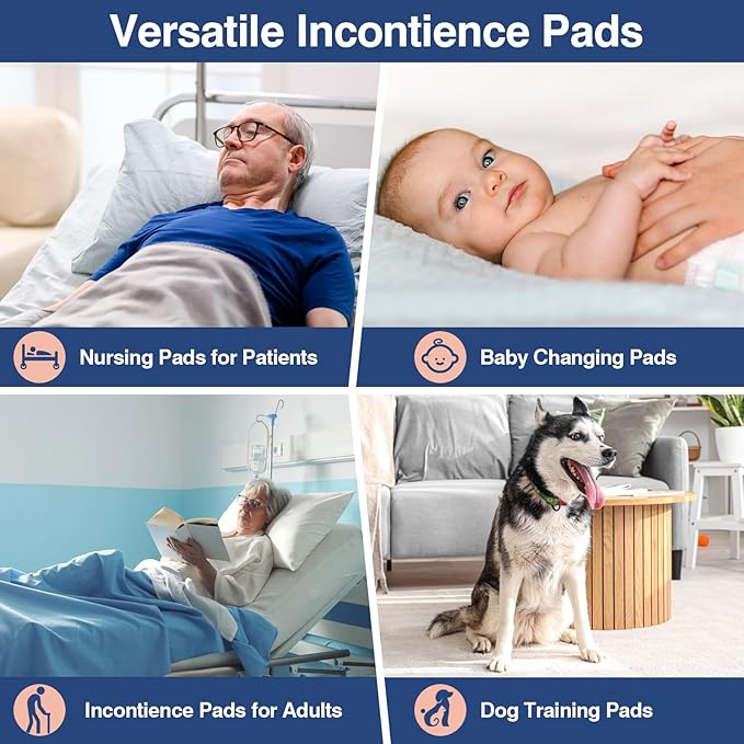 MKISS Heavy Duty Bed Pads 40" x 40"(20 Count), Disposable Super Absorbent Incontinence Underpads, Extra Large and Thicken Chucks Pads for Adults, Children, Babies, Elderly and Pets