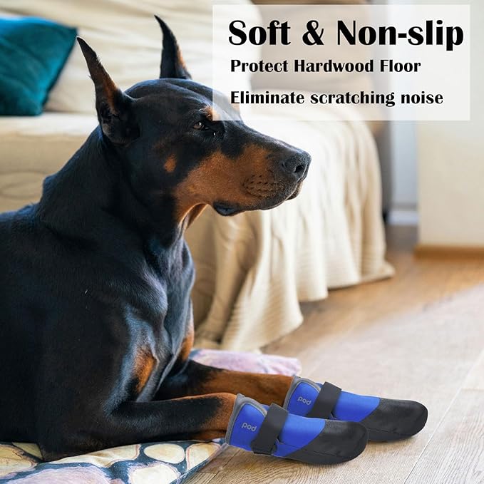 SJJH Dog Shoes Lightweight Dog Boots-Breathable Knitted Paw Protector with Adjustable Strap for Hot Pavement, Rain Walking, Hardwood Floors Anti Slip Reduce Noise, Prevent Licking Paws(Blue,L)