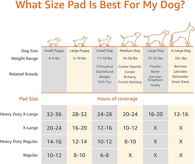 Amazon Basics Carbon Odor-Control Dog and Puppy Pee Pads, 5-Layer Leak-Proof Super Absorbent, Quick-Dry Surface, Potty Training, X-Large (28x34"), 50 Count, Gray