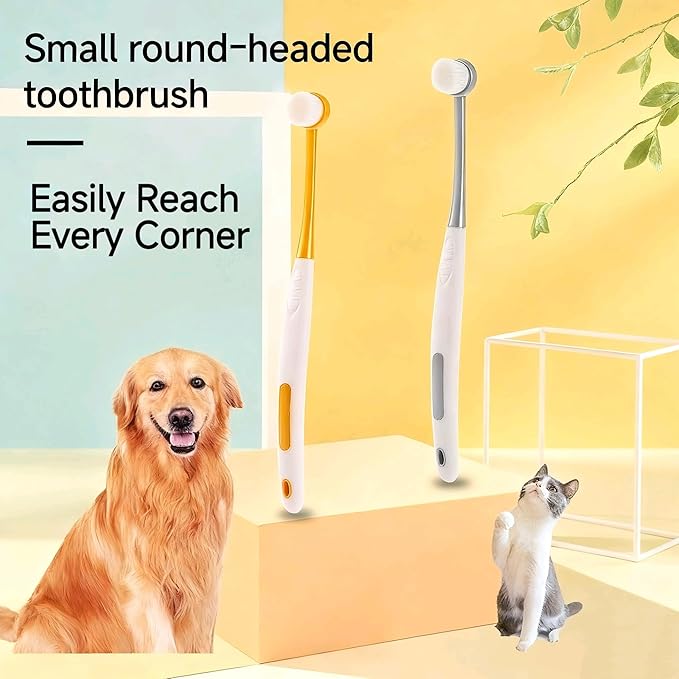 RYUNOSUKE Professional Pet Toothbrush for Small & Large Animals (Yellow)