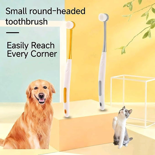 RYUNOSUKE Professional Pet Toothbrush for Small & Large Animals (Yellow)