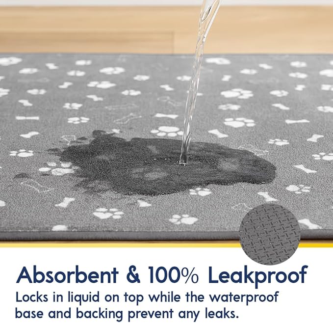 Muddy Mat® Washable Pee Pads for Dogs, Super Absorbent Reusable Puppy Pads–100% Waterproof Pee & Potty Training Pads for Pets, Non-Slip Dog Pads for Crates, Playpens and Floors - 2 Pack, Grey 24"x36"