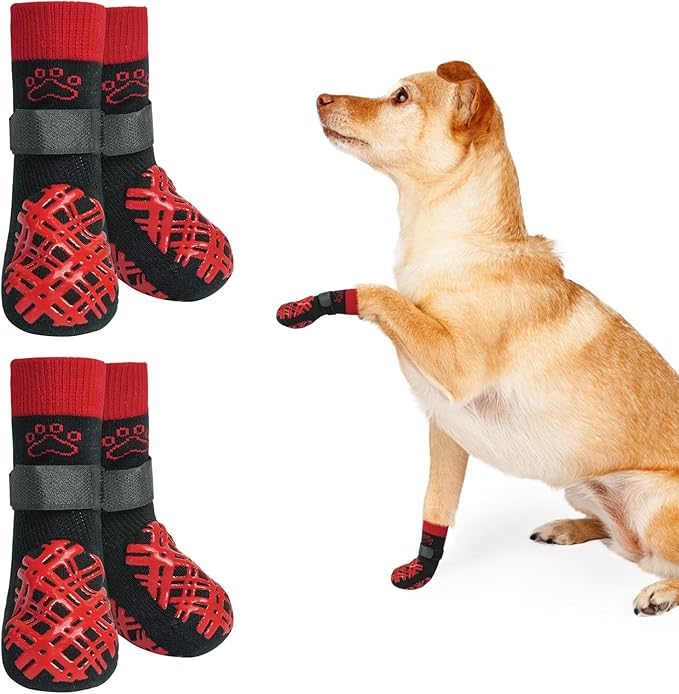 BEAUTYZOO Dog Socks & Boots - Paw Protectors for Hot Pavement & Hardwood Floors, Non-Slip, Small to Senior Sizes
