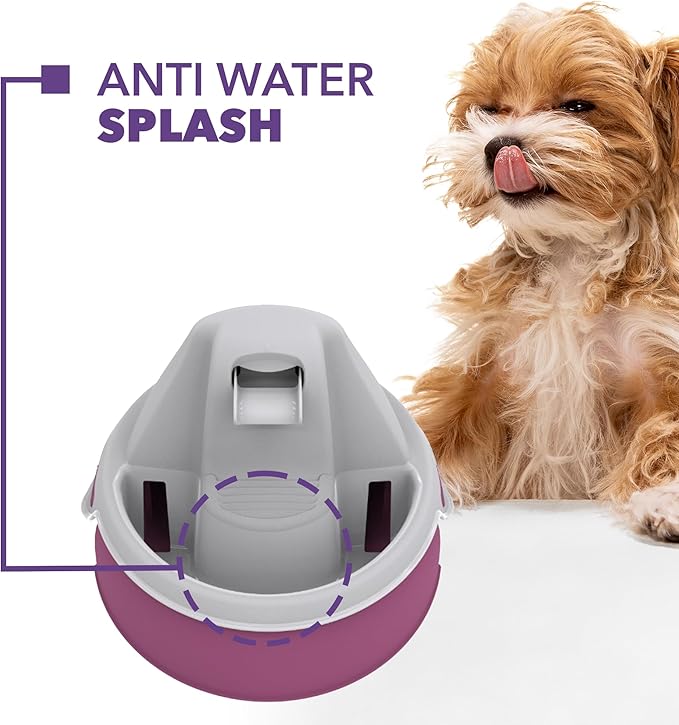 Aqua Flow Premium Pet Water Fountain - Automatic Dispenser Drinking Bowl for Cats and Dogs - Anti-Hair Drainage System - Replaceable Filters - Ideal for Multiple Pets - 52 up to 120 fl oz