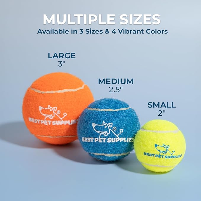 Best Pet Supplies Interactive Squeaky Dog Chew Toy, Ideal Dog Toys for Chewers, Small, Medium & Large Dogs, and Fetch Lovers - Tennis (Assorted Color), Medium (Pack of 4)