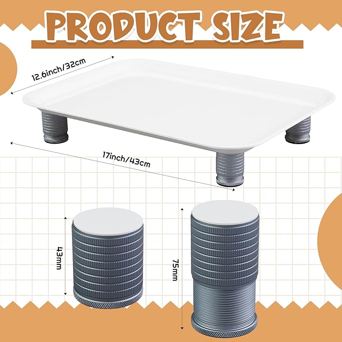 Marsui Ant Proof Cat Dog Bowl Tray - Waterless, Height Adjustable Legs for Pet Neck Comfort No Pest Pet Food Feeding Station, Kitchen Sweets & Trash Ant Barrier(43mm-75mm,White)