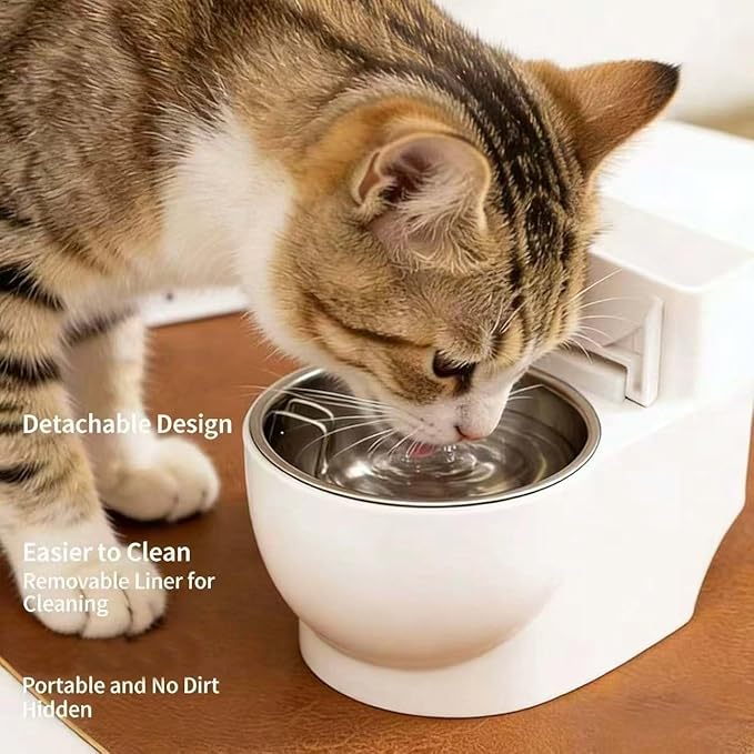 Stop Toilet Drinking! Toilet-Shaped Cat Water Bowl - Wall Mounted No-Spill Dispenser Satisfies Obsession, Encourages Hydration, Detachable & Easy Clean for Cats/Small Dogs