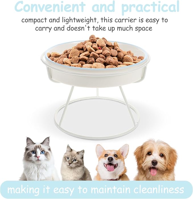Ceramic Raised Cat Slow Feeding Bowl with Elevated Stand Whisker-Friendly Slow Eat Pet Dish for Small Dogs and Kittens for Indoor Feeding