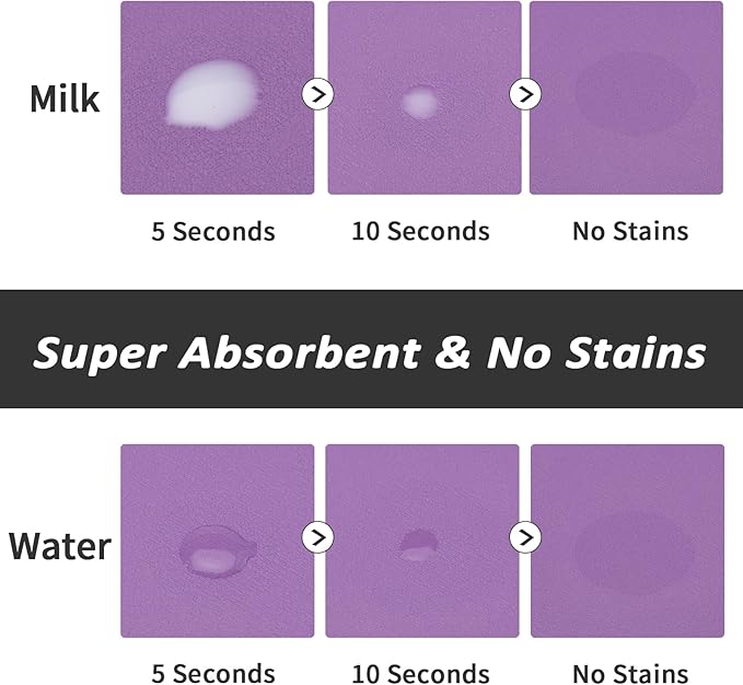 Dog Food Mat - Absorbent Cat Mat for Food and Water, No Stains Pet Feeding Bowl Mat, Easy to Clean Pet Placemats, Quick Dry Dog Water Dispenser Mat for Messy Drinkers | Paw Purple 12"x 19"