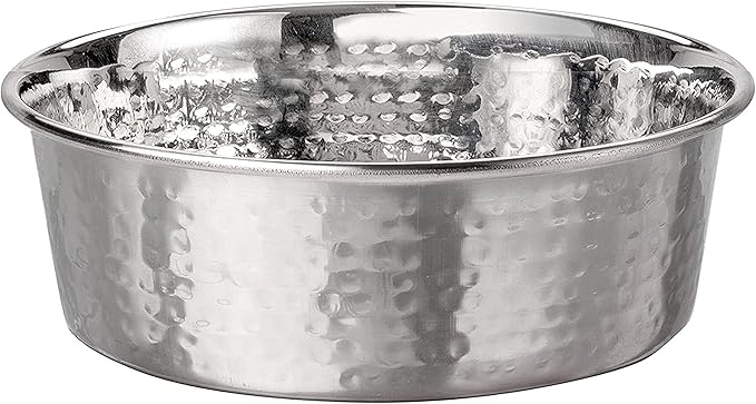 Neater Pet Brands Hammered Decorative Designer Bowls - Luxury Style Premium Dog and Cat Dishes (Medium, Stainless)