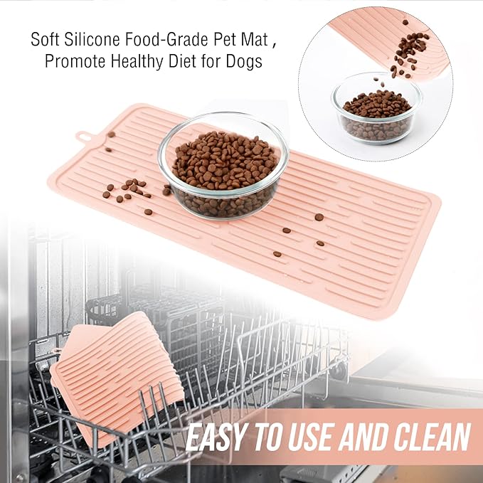 Keep Your Floors Clean with Dahaiwua Pet Food Mat - Dishwasher Safe, Food-Grade Safe for Dogs and Cats Mat for Prevent Food and Water