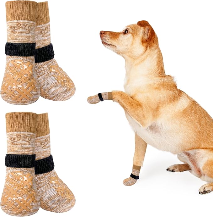 BEAUTYZOO Dog Socks to Prevent Licking Paws, Dog Shoes for Hot Pavement Small Medium Large Senior Dogs Booties, Non Slip Dogs Boots & Paw Protectors for Hardwood Floors Traction Control Indoor