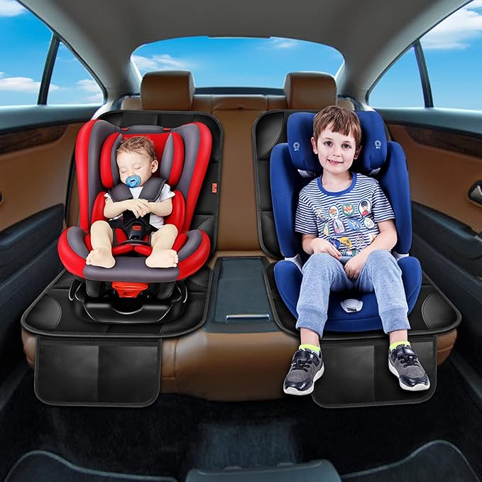 XHYANG Car Seat Protector 1 Pack Car Seat Cushion Mat Thickest Padding,Waterproof 600D Fabric Car Seat Covers for Non-Slip Backing Mesh Pockets for Baby and Pet (Blue, 1 Pc)