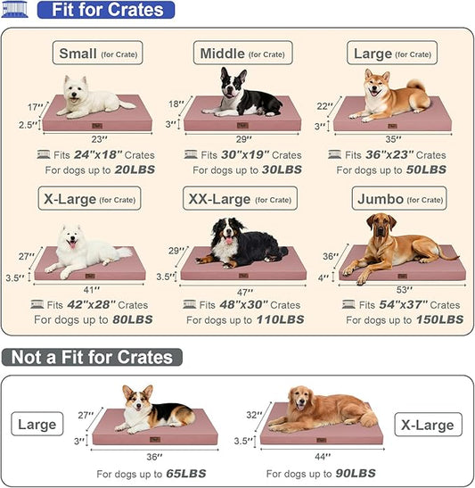 Outdoor Orthopedic Dog Bed for Medium Dogs & Cats, Waterproof Flat Pet Mat with Egg Crate Foam & Washable Removable Oxford Cover, 30x20 Inch, Pink