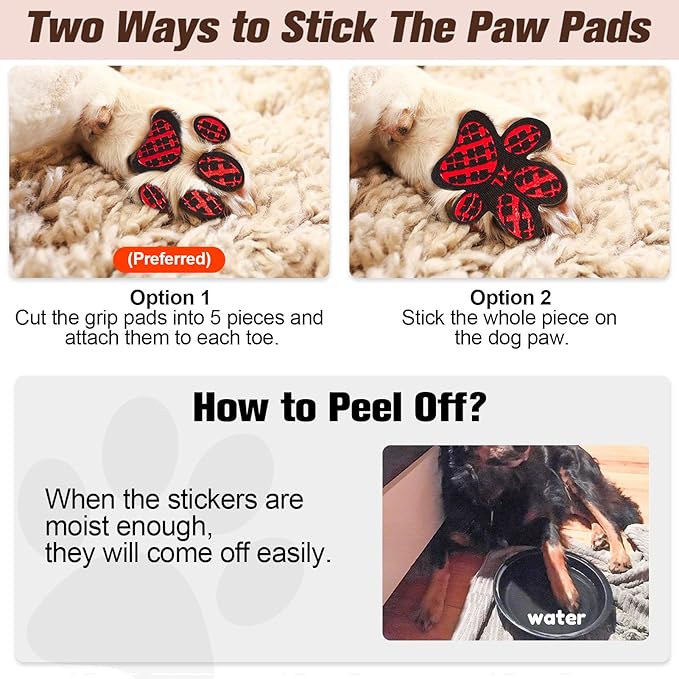 BEAUTYZOO Dog Paw Protector for Hot Pavement, Anti-Slip Paw Grips for Senior Dogs, Paw Stickers Traction Pad for Dogs Feet on Hardwood Floor, Dog Shoes Boots Socks Replacement, 12 Sets (36 pcs) M