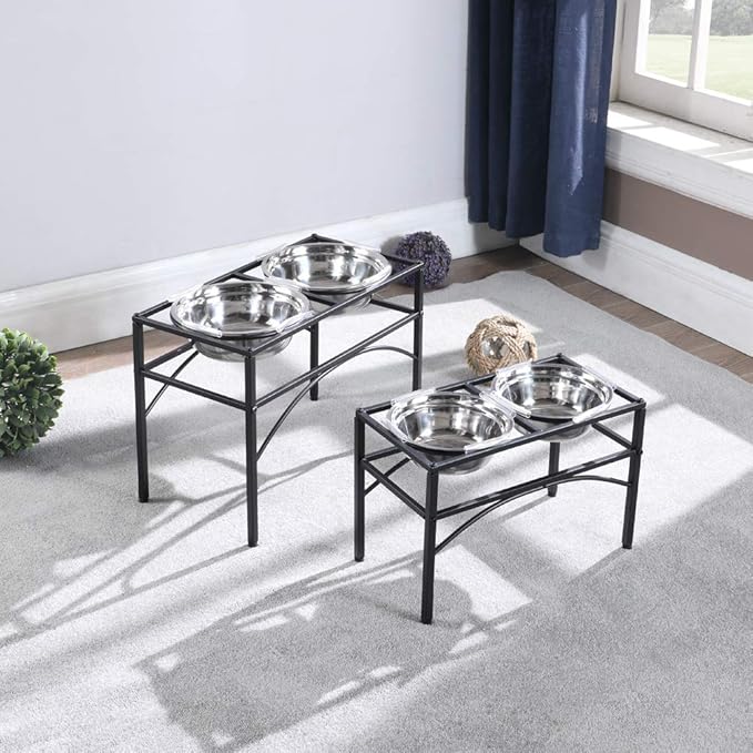 Funkeen Elevated Dog Bowls Raised Pet Feeder Cat Food & Water Diner Stand Set
