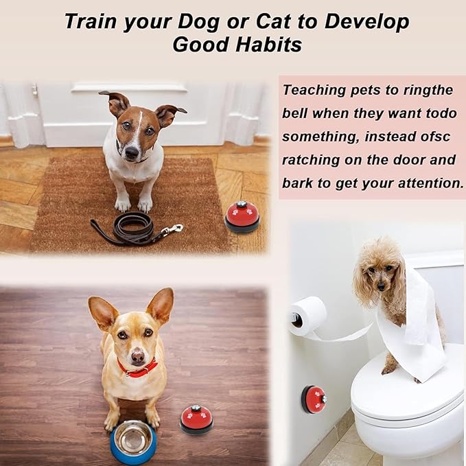 GKYZBB 3 Pack Dog Doorbells, Pet Training Bells for Go Outside Potty Training and Communication Device Large Loud Dog Bell Cat Puppy Interactive Toys Adjustable Strap Door Bell Sum Whistle (red)