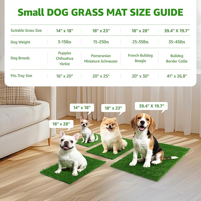 Fake Grass for Dogs - Artificial Pee Grass for Dog Potty Tray Training Pet Turf - Indoor and Outdoor Mat for Pet Training with Drainage Hole (39.4" X 19.7")