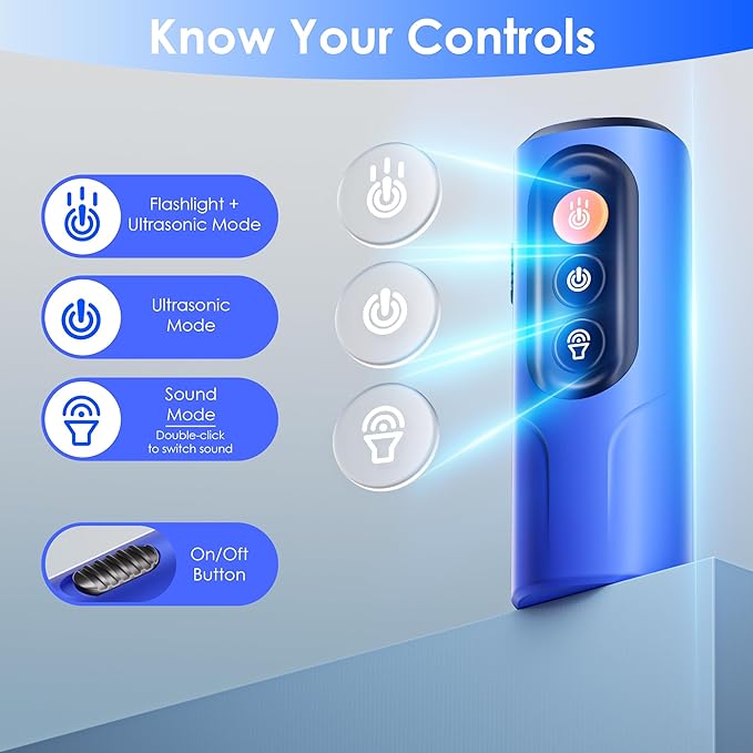 Dog Bark Deterrent Device, 50FT Range Ultrasonic Anti-Barking Tool for Training - Safe & Effective, Rechargeable Blue Handheld with LED for Indoor/Outdoor, Humane No-Collar Alternative