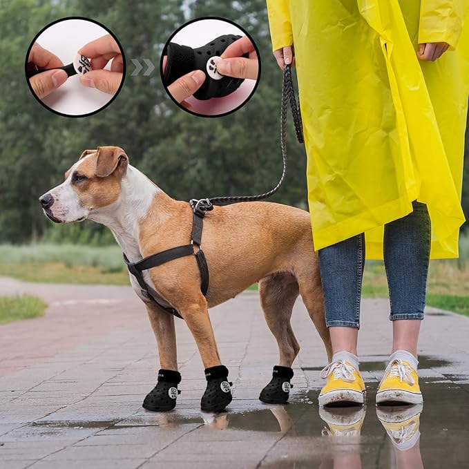 Dog Shoes Breathable Dog Shoe for Hot Pavement, Dog Booties and Paw Protectors, Non-Slip Waterproof Dog Sandals Boots (Black, M: (2.6’’x2.3'')(L*W))