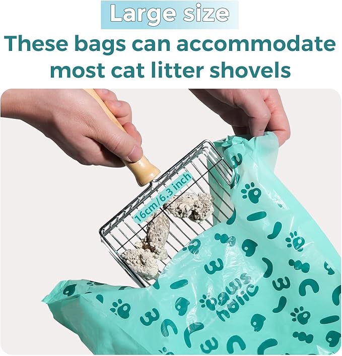 Cat Litter Disposal Bags and Dog Poop Bags with Handle,Cornstarch Based Extra Thick and Guaranteed Leak Proof Poop bags for Kitty and Doggy(360 Count 1.1 Gallon,Lavender Scent)