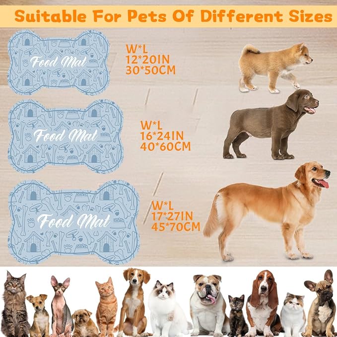 Pet Feeding Mat - Absorbent Dog Food Mat for Floors Waterproof，Dog Cat Placemat Mat for Food and Water Bowls - No Stains No Sliding Quick Dry Water Eating Dish Mat
