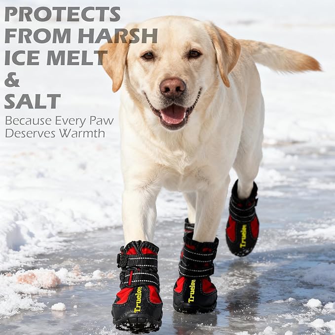 Expawlorer Anti-Slip Dog Shoes - Winter Booties with Reflective Strap, Waterproof Rain Boots for Large Dogs, Paw Protectors for Cold/Hot Pavement, Snow Shoes for Outdoor