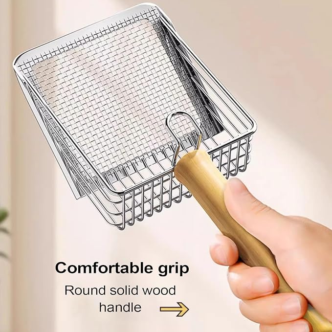 Feline Scoop - Metal Litter Shovel for Waste Sorting | Stainless Steel Sifter Tool Odor Control Helper with Nonstick Blade Firm Handle & Precision Slot Design for Kitten Care, Daily Cleaning