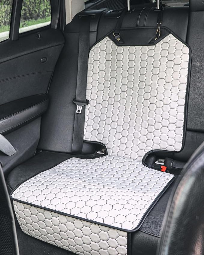 Owleys Premium Leather Car Seat Protector for Child Car Seat Cover from Dirt Scratches (2pc White)