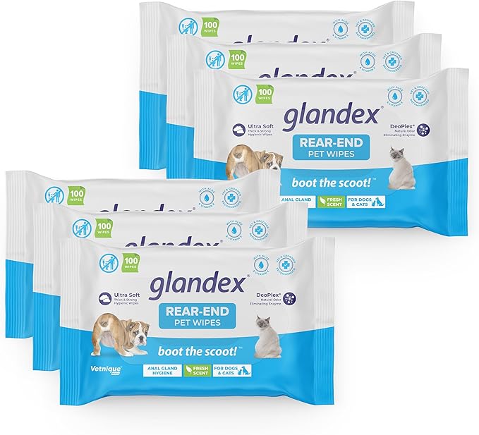 Vetnique Glandex Dog Wipes for Pets Cleansing & Deodorizing Anal Gland Hygienic Dog & Cat Wipes with Vitamin E, Skin Conditioners and Aloe (600ct)