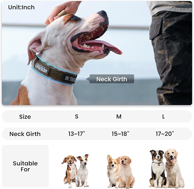 EXCELLENT ELITE SPANKER Tactical Small Puppy Dog Collar Nylon Adjustable Heavy Duty Military for Small Medium and Large Dogs Pet Soft Padded Dog Collar(RGN-L)