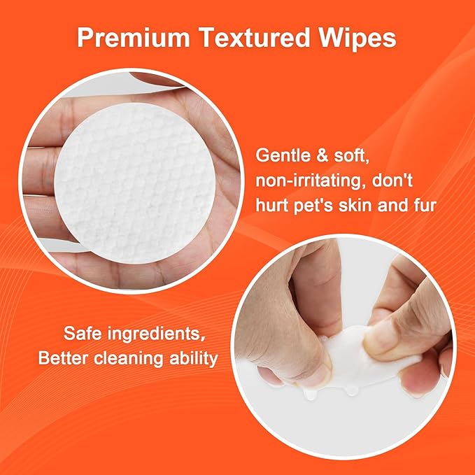 300Pcs Dog Ear Cleaner Wipes, Biodegradable Pet Ear Wipes for Dogs and Cats, Remove Ear Wax Debris, Relieve Itching, Eliminate Odors, Thick Otic Cleaning Pads