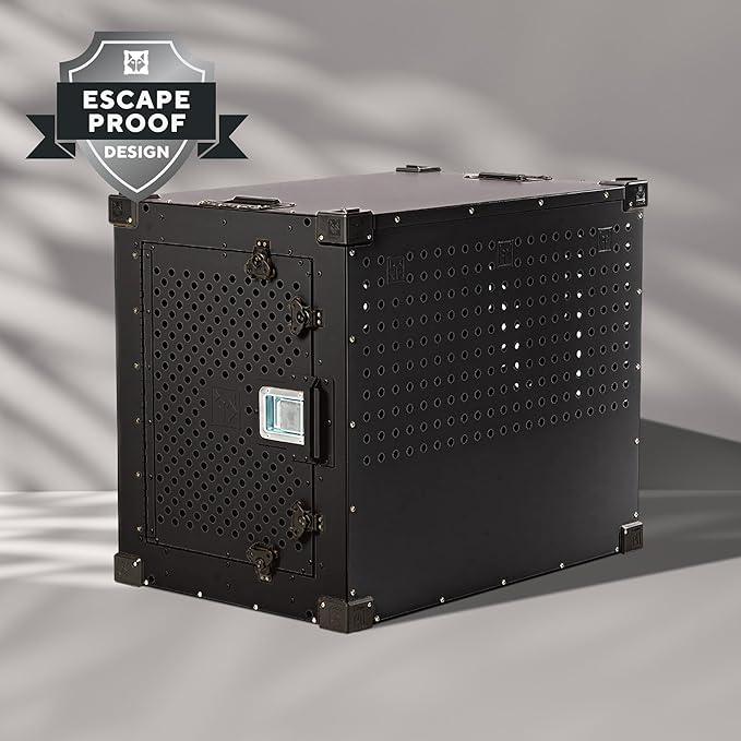 Impact Indestructible High Anxiety Dog Crate for Medium Dogs - Heavy Duty Escape Proof Indoor Dog Kennel with Powder-Coated Aluminum - Ideal for Escape Artists (Black, 30" (30.5" L x 20.5" W x 26" H)