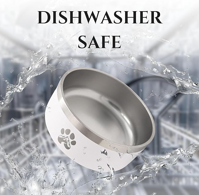 Stainless Steel Dog Bowl for Small-Large Dogs | Double Wall Insulated, Non-Slip Base Heavy Duty Water and Food Bowls for Dogs & Cats | Pet Safe BPA Free & Dishwasher Safe | 16 Oz - Khaki