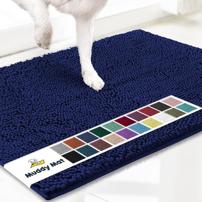 Muddy Mat® | Super Absorbent Door Mat Indoor, Microfiber Quick Dry Chenille Entryway Rug, Non-Slip Front Door Mat, Indoor Mats for Entryway, Machine Washable Pet Rug, Navy Blue XXXL 72"X48"