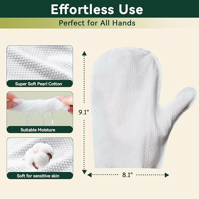ECO PET Glove Wipes, PET Cleaning & Deodorizing Bath Wipes for Dogs and Cats, Hypoallergenic Nourish Fur Coconut Oil Dog Grooming Wipes, Puppy Bathing Gloves Wipes (Unscented)