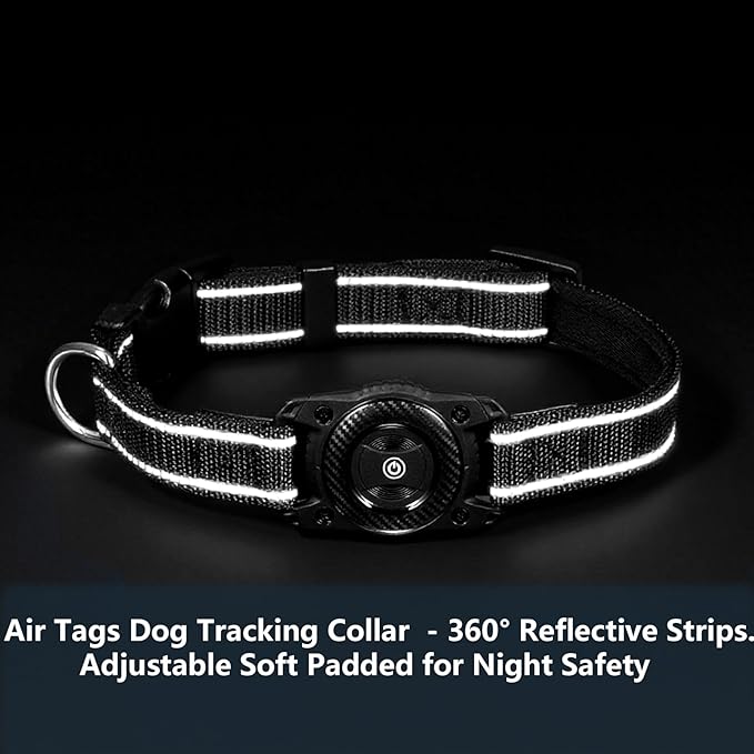 1Pc Air Tags Dog Collar Tracker, Waterproof Pet Collar Location Tracker with Air-Tag Chip for Apple Find My (iOS only) (Blue, M)