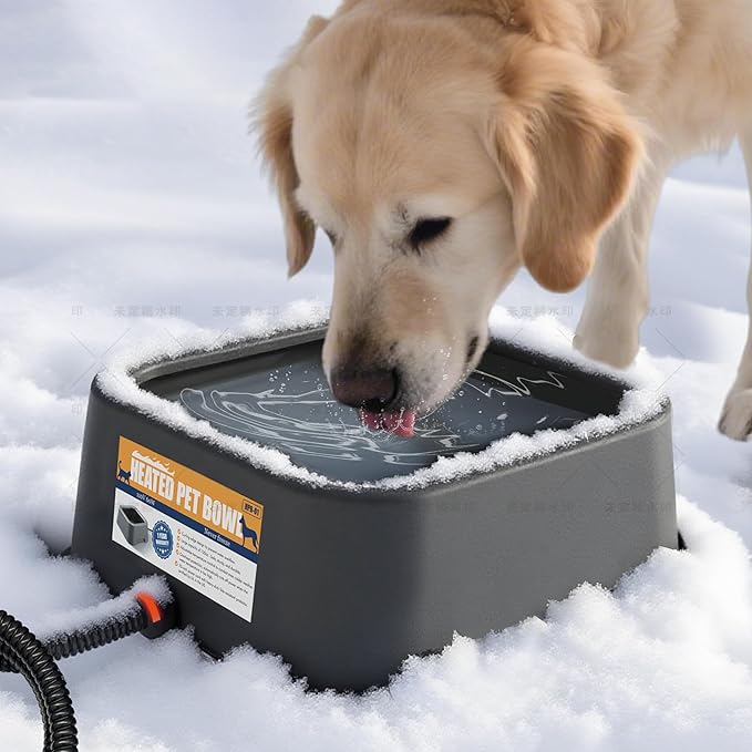 Heated Water Bowl for Dogs & Cats, 3.5L/120oz Large Heated Dog Bowl for Pets & Poultry, Safe Anti-Tip Heated Pet Bowl for Indoor/Outdoor, Melts Ice, Wide Mouth, 25W, 5ft Anti-chew Cord, Gray