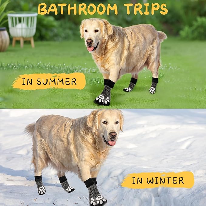 6 Pcs Non Slip Dog Socks to Prevent Licking Paws, Double-Sided Grip Anti-Skid Paw Protectors for Hardwood Floors,Hot/Cold Pavement Traction Control for Small Medium Large Senior Dogs