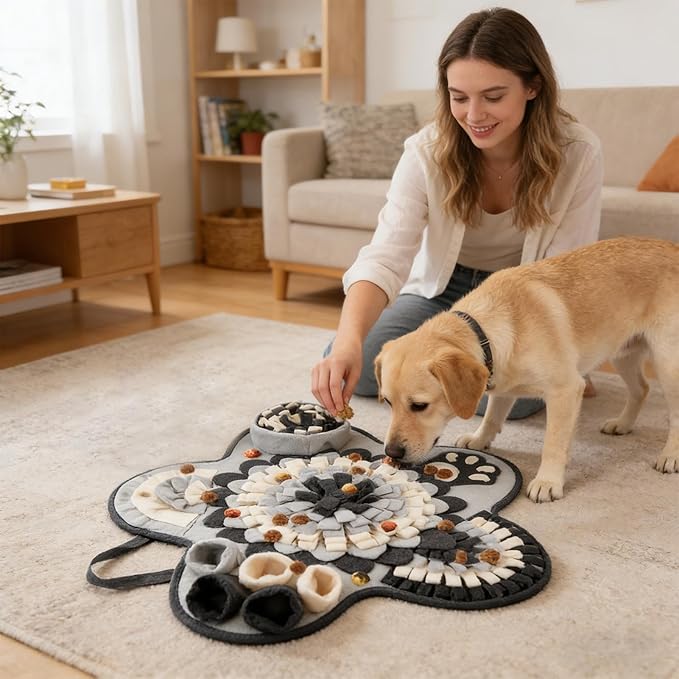 Snuffle Mat for Dogs, Interactive Foraging Fun, 60x60x3cm, Sniffing Rug Dogs, Food Sniffing Feeding Mat, Eco-Friendly, for Home, Office, Apartment, Rainy Days