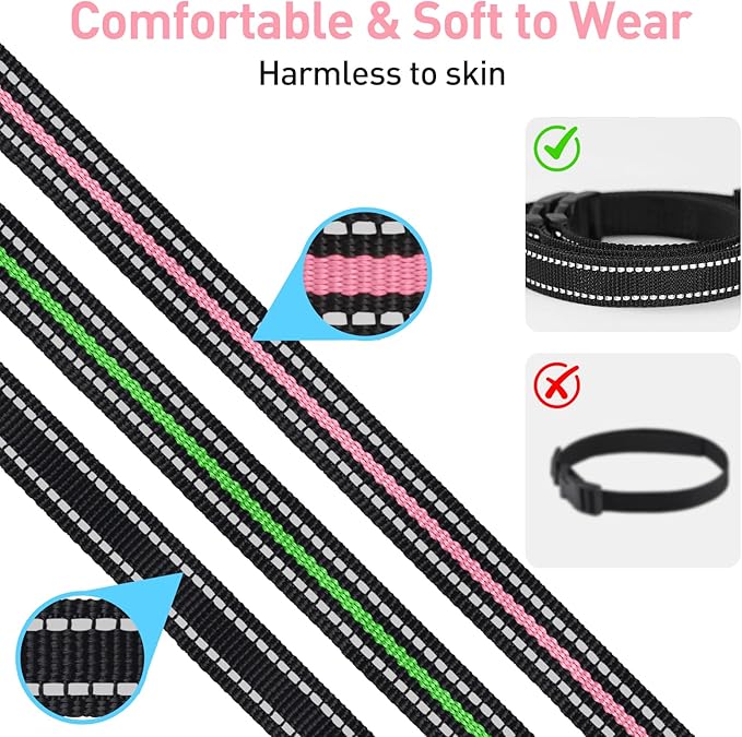 Dog Collar, Shock Collar Replacement Strap Compatible with Peture Bousnic Delupet Garmin Patpet Dogtra Dog Care Slopehill Sportdog Brand Training Collar and Bark Collar, 3 Packs (Black&Green&Pink)