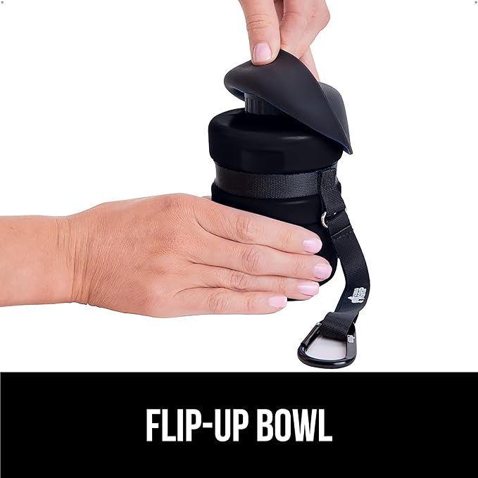 GORILLA GRIP Dog Water Bottle, Portable Water Bowl Dispenser for Dogs, 16 oz Leak Proof Pet Travel Squeeze Bottles Food Grade Silicone, Stocking Gifts for Pets to Go Puppy Essentials, Black