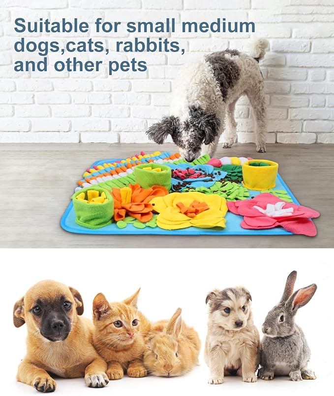 Ankilo Snuffle Mat for Dogs, Pet Treats Feeding Mat, 20 x 20 inch for Medium & Large, Felt Wool Dog Feeding Mats for Slow Feed, Relieve Anxiety, with Anti-Slip Botton