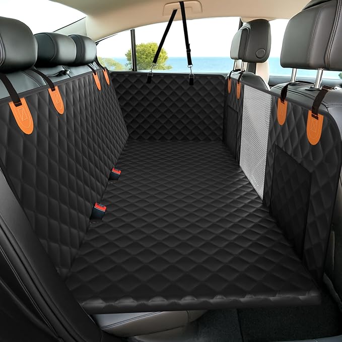 Dog Seat Cover for Back Seat - Hard Bottom Car Seat Cover for Dogs Holds 500 lbs,Waterproof Back Seat Extender for Dogs,Scratch-Proof Anti-Slip Dog Hammock for Car SUV Small Truck, Black