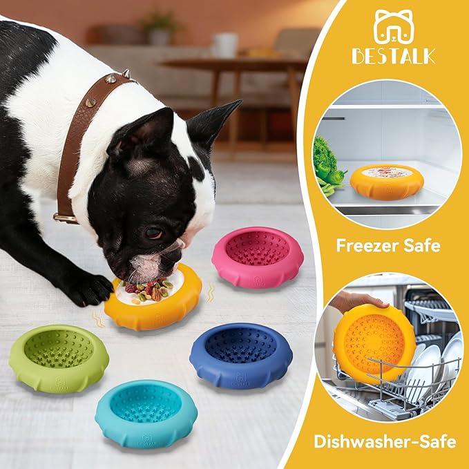 Dog Lick Bowl, Bestalk Wobbly Freeze Bowl Enrichment Feeder for Dogs, Anxiety Relief Lick Mat Puzzle Toy for Distraction, BPA Free Silicone, Dishwasher Safe(Orange,S)