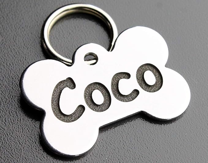 Pawsitively Pet Tags Stainless Steel Custom DEEP Engraved Pet ID Tags Personalized Front/Back Dog Tags for Dogs and Cats - XS Bone 3/4" x1-1/4 (2-Side Engraving)