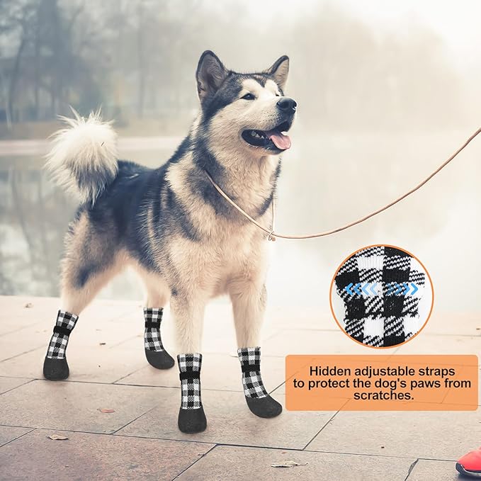 BEAUTYZOO Anti Slip Dog Socks Boots, Dog Shoes for Hot/Cold Pavement Snow Rain Days,Waterproof Grip Dog Booties Paw Protector for Hardwood Floor, Prevent Licking for Small Medium Large Senior Old Dogs